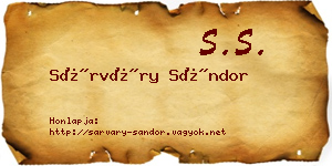 Sárváry Sándor névjegykártya